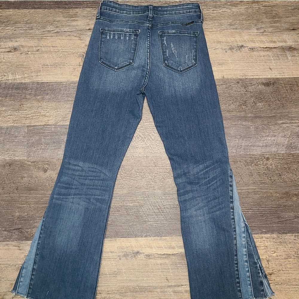 Kancan Two Tone Mid Rise Flare Leg Jeans - Picture 11 of 14